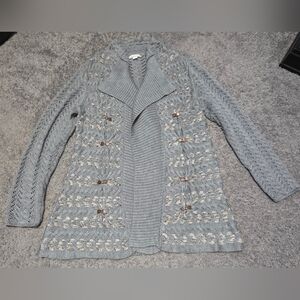 Coldwater Creek Light Gray Cardigan with Button Details